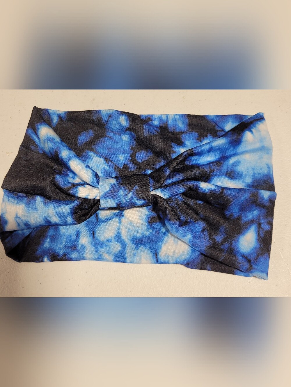 Blue Tie-Dye Wide Hairband Headband - Women’s Hair Accessory - Picture 2 of 2